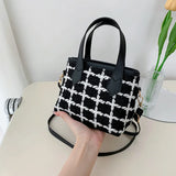 Women Handbags Large Capacity Shoulder Bag Check Summer Versatile Crossbody