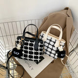 Women Handbags Large Capacity Shoulder Bag Check Summer Versatile Crossbody