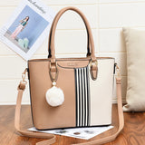 Women Satchel Handbag Square Shoulder Bag With Hairball