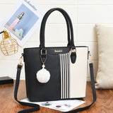 Women Satchel Handbag Square Shoulder Bag With Hairball