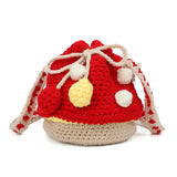 Women Knit Mushroom Crossbody Bags Female Coin Purse
