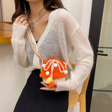 Women Knit Mushroom Crossbody Bags Female Coin Purse