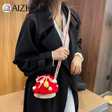 Women Knit Mushroom Hit Shoulder Bag Crossbody Bags Female Casual Mini Purse