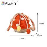 Women Knit Mushroom Hit Shoulder Bag Crossbody Bags Female Casual Mini Purse