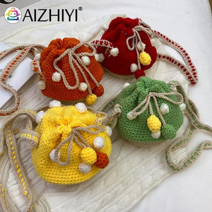 Women Knit Mushroom Hit Shoulder Bag Crossbody Bags Female Casual Mini Purse