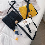 Women Ulzzang Shoulder Bag Versatile Bear Canvas Messenger Bag