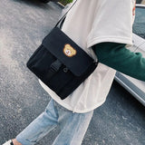 Women Ulzzang Shoulder Bag Versatile Bear Canvas Messenger Bag
