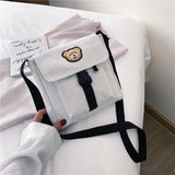 Women Ulzzang Shoulder Bag Versatile Bear Canvas Messenger Bag