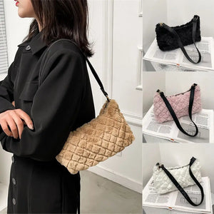 Plush Shoulder Bags Soft Furry Totes Female Handbags