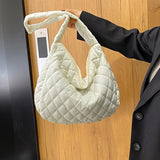 Women Lattice Solid Cloud Shoulder Bag Female Casual Quilted Crossbody Bags