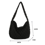 Women Lattice Solid Cloud Shoulder Bag Autumn Winter Large Capacity Handbags