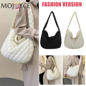 Women Lattice Solid Cloud Shoulder Bag Casual Quilted Crossbody Bags