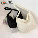 Women Lattice Solid Cloud Shoulder Bag Autumn Winter Large Capacity Handbags