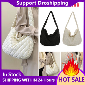 Women Lattice Solid Cloud Shoulder Bag Female Casual Quilted Crossbody Bags