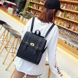 Women Leather Backpacks Urban Preppy Style School Bag for Teenage Girls