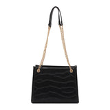 Crocodile Print Leather Shoulder Bag Large Capacity Chain Crossbody Totes