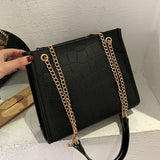 Crocodile Print Leather Shoulder Bag Large Capacity Chain Crossbody Totes
