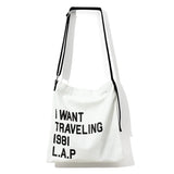 Women Letter Canvas Handbag Casual Travel Tote Shoulder Bag