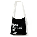 Women Letter Canvas Handbag Casual Travel Tote Shoulder Bag