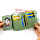 Women Matte Short Wallet PU Leather Zipper Hasp Frosted Ladies Purses