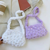 Women Messenger Bag Soft Fur Contrast Autumn Travel Handbag
