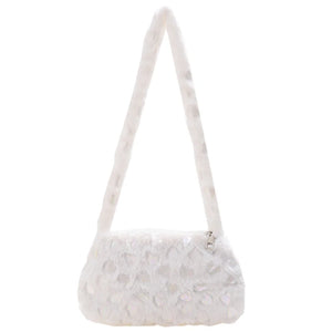 Women Messenger Bag Soft Fur Contrast Autumn Travel Handbag
