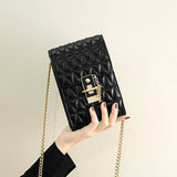 Triangle Women Handbag Metal Lock Chain Messenger Bag