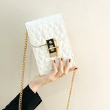 Triangle Women Handbag Metal Lock Chain Messenger Bag