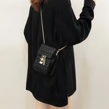 Triangle Women Handbag Metal Lock Chain Messenger Bag