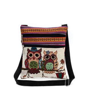 Women Owl Print Cross Body Purse Satchel Messenger Shoulder Bag