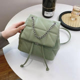 Women PU Leather Backpack Female Solid Shoulder Bag Ladies All-match Casual Chai