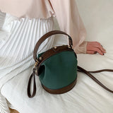 Women PU Leather Crossbody Bucket Bag Casual Mini Shoulder Messenger Handbag