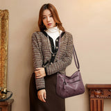 Women PU Leather Shoulder Bag Retro Crossbody Bags Zipper Messenger Bag