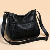 Women PU Leather Shoulder Bag Retro Crossbody Bags Zipper Messenger Bag