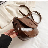 Women PU Leather Shoulder Bag Retro Small Crossbody Bag
