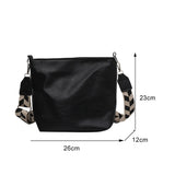 Women PU Leather Shoulder Bucket Bag Plaid Pattern Strap Shoulder Totes