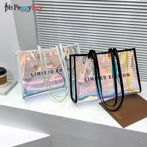 Women PVC Clear Shoulder Bag Summer Large Capacity Clutch Tote Bag