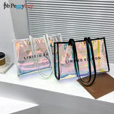 Women PVC Clear Shoulder Bag Summer Large Capacity Clutch Tote Bag