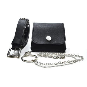 Women PU Fanny Pack Phone Chain Bag Casual Pack Female Purse Black