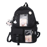 Women Clear PVC Backpack Patchwork Preppy Style Students School Bag