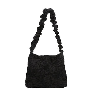 Women Pleated Shoulder Bag Large Capacity Tote Zipper Handbag
