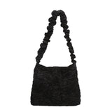 Women Pleated Shoulder Bag Large Capacity Tote Zipper Handbag