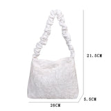 Women Pleated Shoulder Bag Solid Shopping Underarm Bags Casual Young Ladies