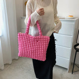 Women Pleated Handbags Solid Handbag Portable Bag Large Capacity