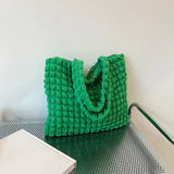 Women Pleated Handbags Solid Handbag Portable Bag Large Capacity