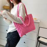 Women Pleated Handbags Solid Handbag Portable Bag Large Capacity
