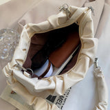 Pleated Chain Shoulder Underarm Bag Vintage PU Leather Small Crossbody Handbag