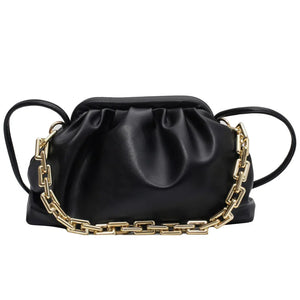 Women Pu Golden Chain Crossbody Bag Classic Hobos Ladies Handbag