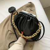 Women Pu Golden Chain Crossbody Bag Classic Hobos Ladies Handbag