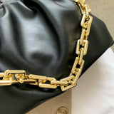 Women Pu Golden Chain Crossbody Bag Classic Hobos Ladies Handbag